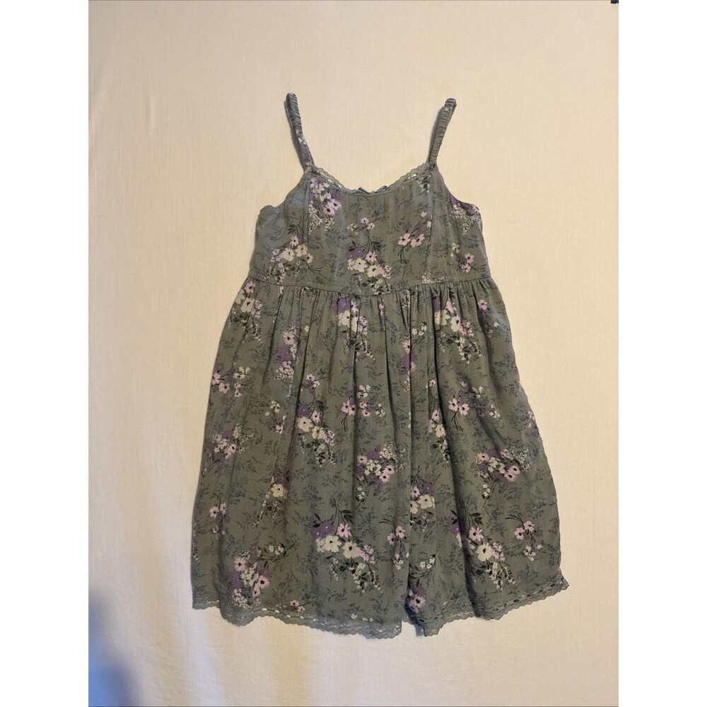 Y2K Cottagecore Sage Green Floral Babydoll Slip Dress Mini Sundress - Size Med